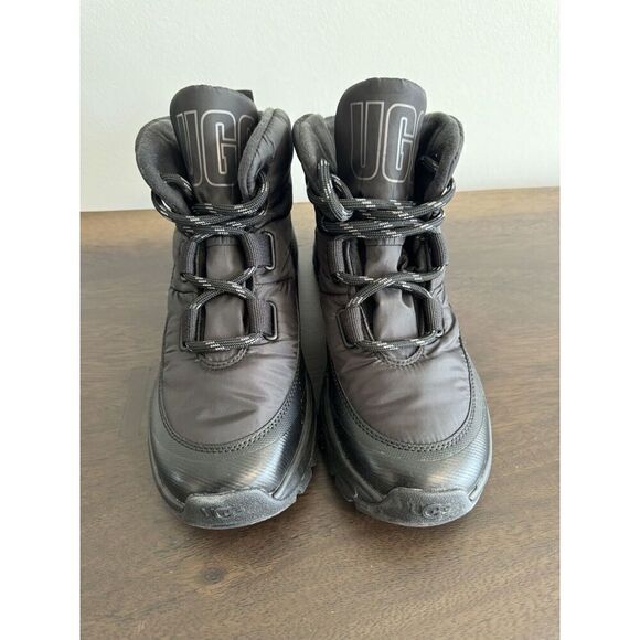 UGG YOSE PUFFER LACE UP BLACK SHEEPSKIN WOMEN'S US 11 BOOTS shoes ankle hiker - Picture 5 of 9